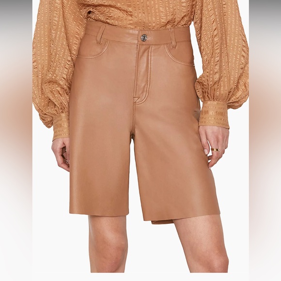 NWOT- Frame 100% Lamb Leather Bermuda Shorts - Picture 4 of 16